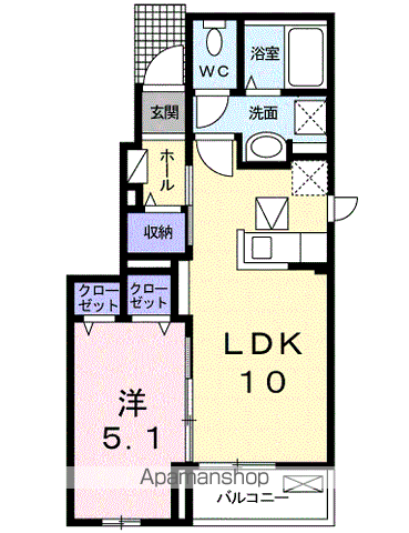 ルミナスハイム丸子Ⅱ(1LDK/1階)の間取り写真