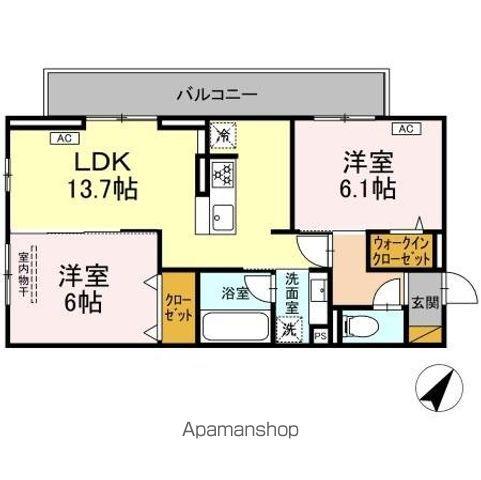 フライハイト(2LDK/3階)の間取り写真