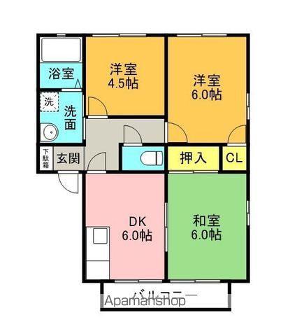 フォブール広田(3DK/2階)の間取り写真