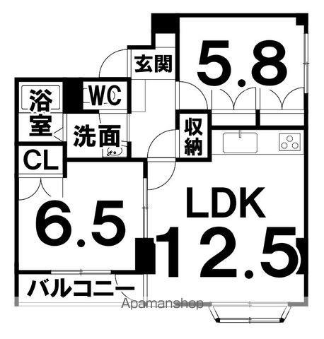グランドール司(2LDK/7階)の間取り写真