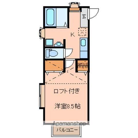 プリムヴェールⅢ(1K/2階)の間取り写真