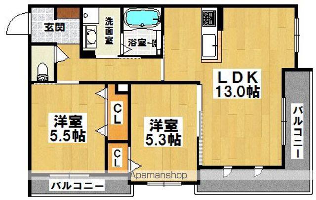 ヴェールジャルダン(2LDK/2階)の間取り写真