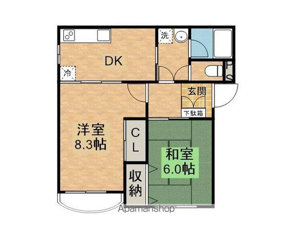 LIYAマンション(2DK/1階)の間取り写真