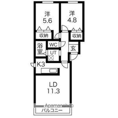 SORRISO(2LDK/3階)の間取り写真