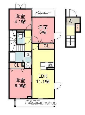 シャルマン青葉(2SLDK/2階)の間取り写真