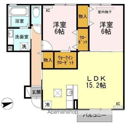 グリーンパーク・NAO A棟(2LDK/1階)の間取り写真