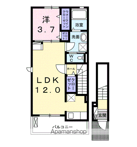 ノール・ラヴァンⅠ(1LDK/2階)の間取り写真