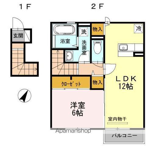 アムールⅡ(1LDK/2階)の間取り写真