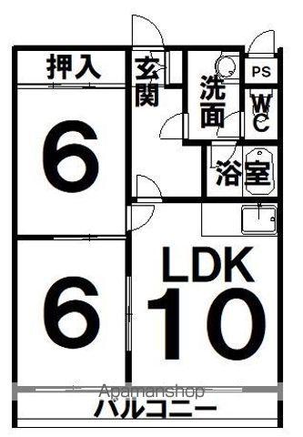 171マンションB棟(2LDK/3階)の間取り写真
