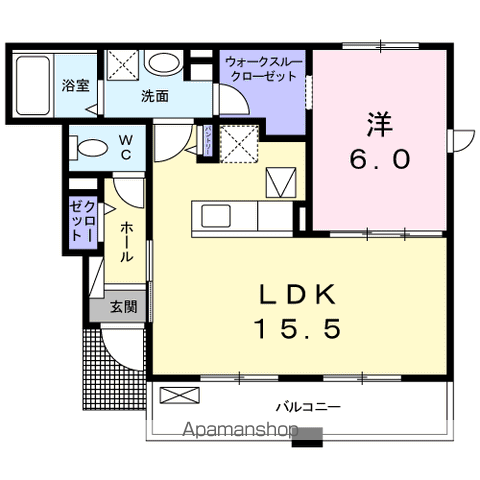 トリニティ岩村田Ⅰ(1LDK/1階)の間取り写真