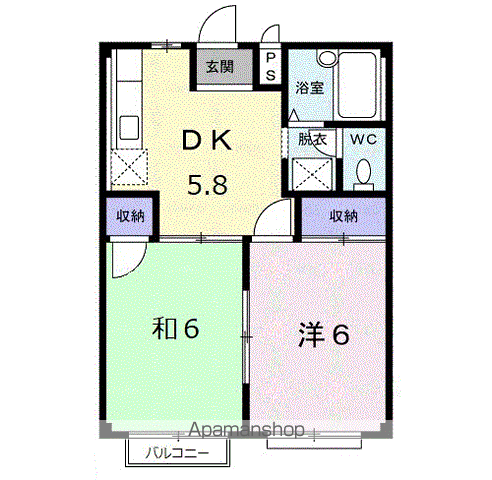 ロイヤル師勝B(2DK/2階)の間取り写真