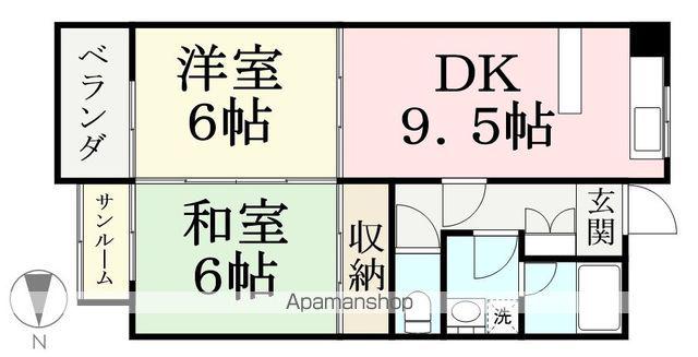 ウェステージ木田(2DK/4階)の間取り写真