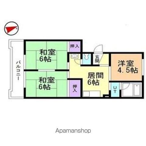 エスカイア24軒(3DK/4階)の間取り写真