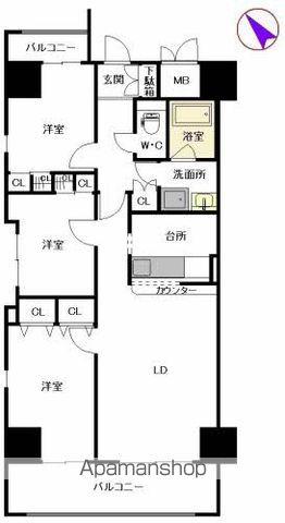 シャーメゾンステージ博多(3LDK/2階)の間取り写真