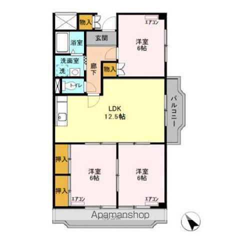 栄マンション(3LDK/5階)の間取り写真