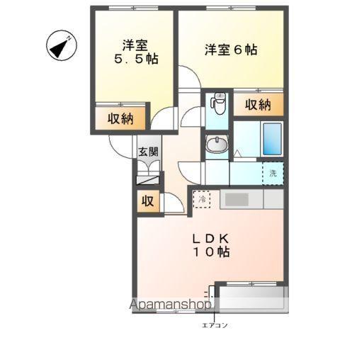パーチェ西初石(2LDK/2階)の間取り写真