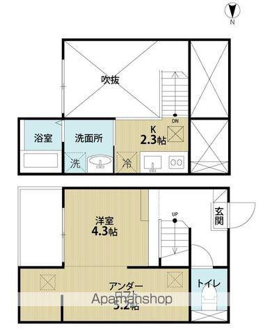 LEMURIA(1K/2階)の間取り写真