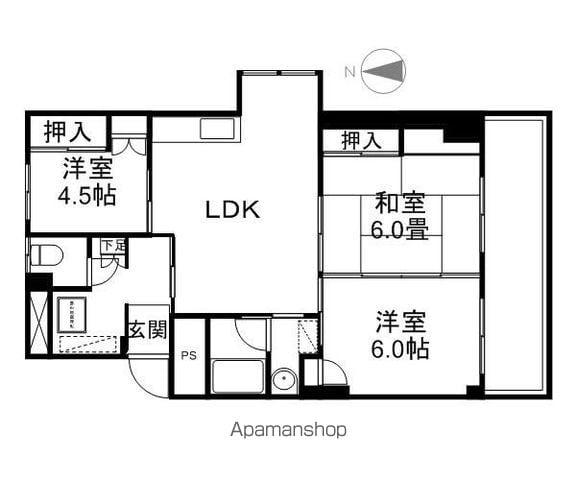 シャンボール三輪(3LDK/1階)の間取り写真