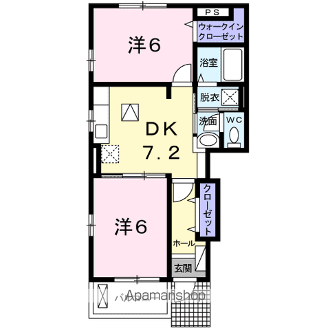 エレガンツァ・ピアッツァ3(2DK/1階)の間取り写真