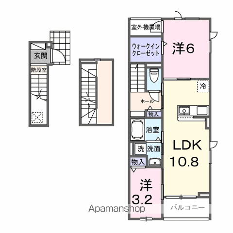 カーサ ラ ルーチェ Ⅰ(2LDK/3階)の間取り写真