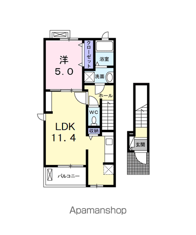 ユニヴェール(1LDK/2階)の間取り写真