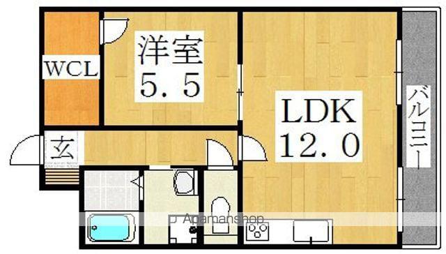 レインボーコートパートⅡ(2DK/6階)の間取り写真