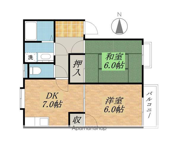 リュシオル石山(2DK/1階)の間取り写真