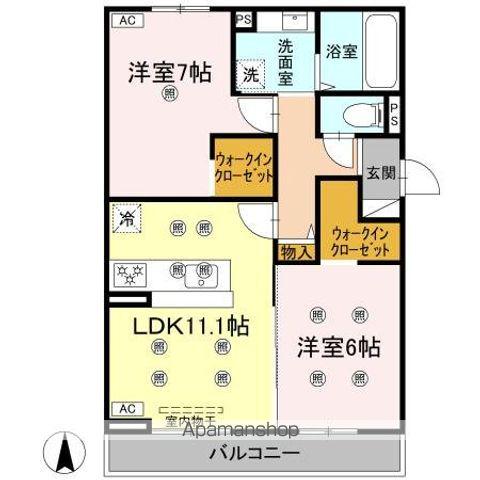 クランツ古川西B棟(2LDK/3階)の間取り写真