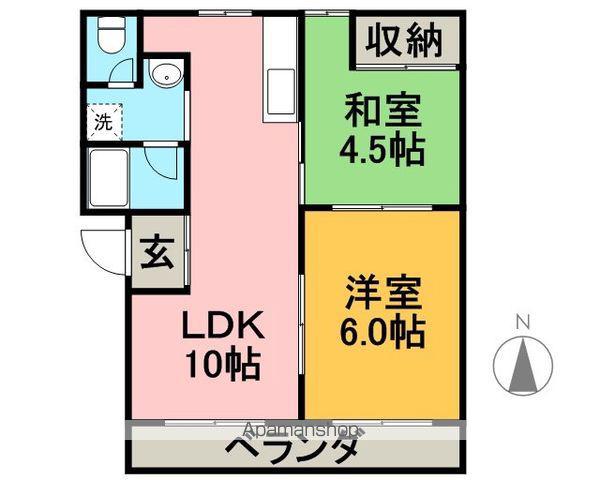 コーポマルイ(2LDK/3階)の間取り写真