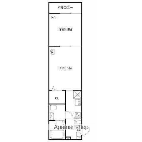 MQUARTO福生(1LDK/3階)の間取り写真