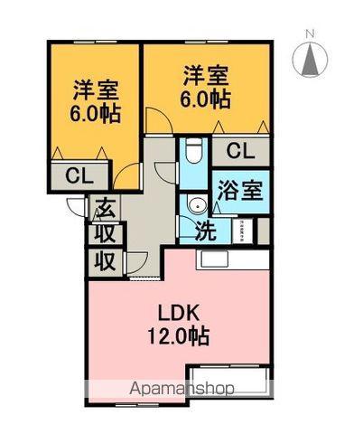 ノーブルハイツⅢ(2LDK/1階)の間取り写真