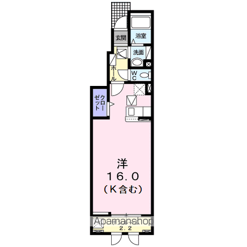 セレーン扇田B(1K/1階)の間取り写真