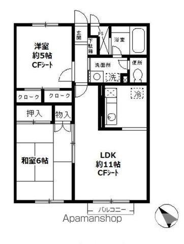メゾネットプラザ南柏3号棟(2LDK/2階)の間取り写真