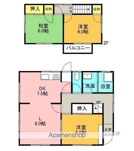 高松琴平電鉄琴平線 羽床駅 徒歩99分 2階建 築49年(3LDK)の間取り写真