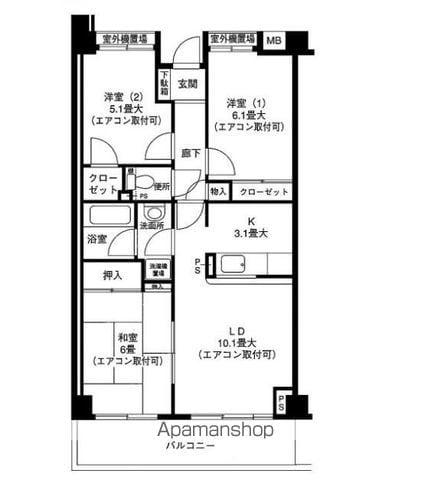 ディアパーク杉田南(3LDK/1階)の間取り写真