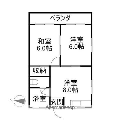 コーポ島(2DK/4階)の間取り写真