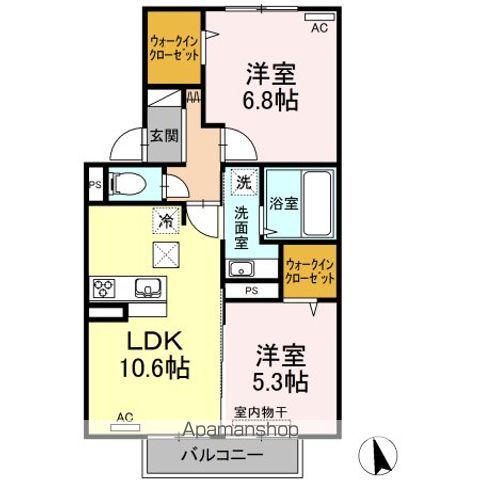 ローマンカモミール(2LDK/1階)の間取り写真