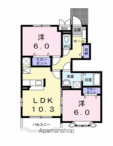 メルヴェイユ(2LDK/1階)の間取り写真