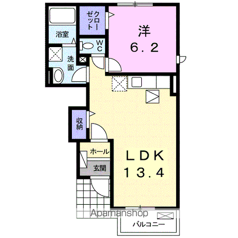 アイズ ガーデンA(1LDK/1階)の間取り写真
