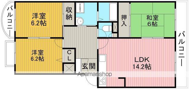 グリーンビュー少路(3LDK/2階)の間取り写真