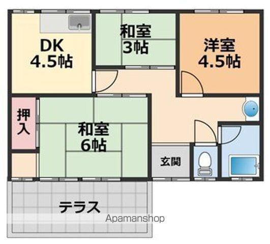 伊予鉄道環状線 萱町６丁目駅 徒歩4分 1階建 築59年(3K)の間取り写真