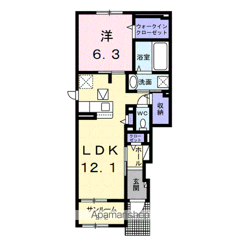 プチ ボヌール(1LDK/1階)の間取り写真