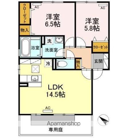 ヴァン・カルチェ C棟(2LDK/1階)の間取り写真