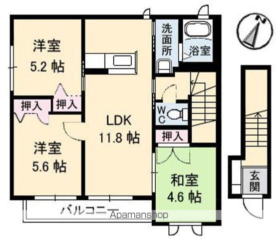 サニーベイル 2番館(3LDK/2階)の間取り写真