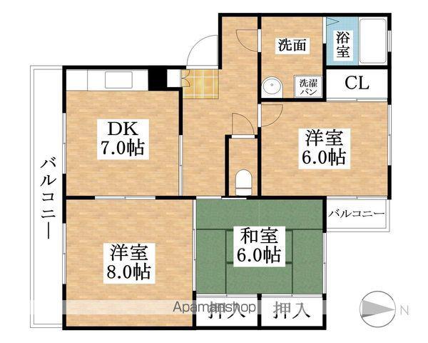 丸善ビル(3DK/2階)の間取り写真