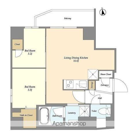 グランカーサ上野松が谷(2LDK/5階)の間取り写真