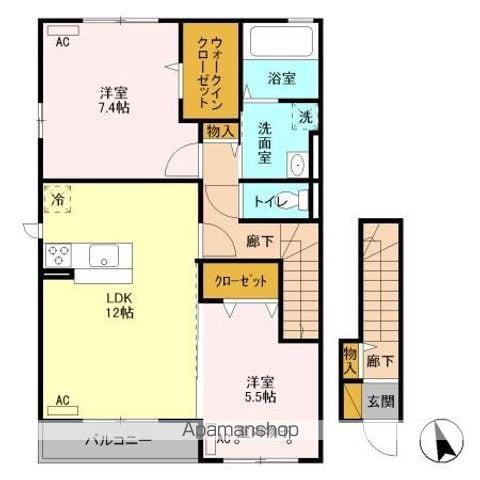 カレントIII(2LDK/2階)の間取り写真