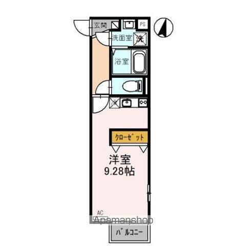 アムール プリエⅡ(ワンルーム/2階)の間取り写真