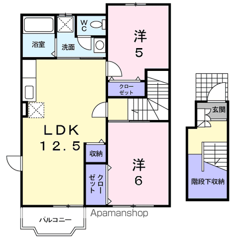 ヴァルトプラッツA(2LDK/2階)の間取り写真