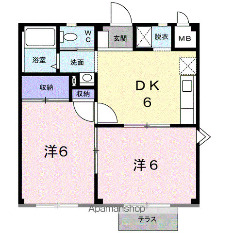 コーポ青垣A(2DK/1階)の間取り写真